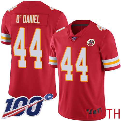 Youth Kansas City Chiefs #44 ODaniel Dorian Red Team Color Vapor Untouchable Limited Player 100th Season Nike NFL Jersey